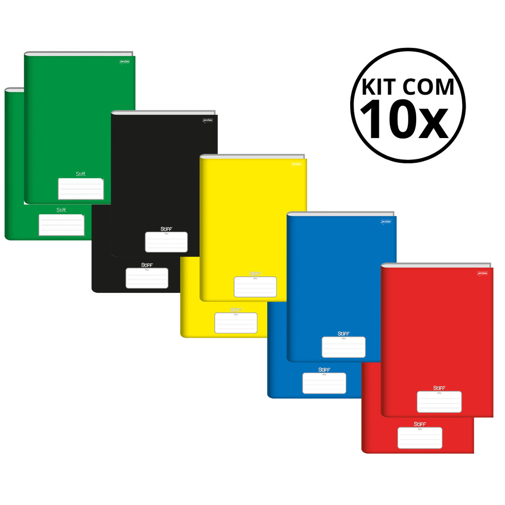 Kit Com 10 Caderno Brochura 80 Fls Pautado Capa Dura - Stiff KITS:KIT 06