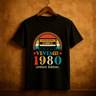 T-shirt Camiseta Camisa Vintage 1980 Básica Confortável Estilo Retrô personalizada Unissex Dia dos Pais Algodão Envio Ra