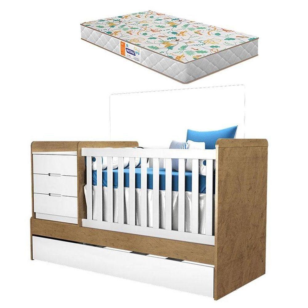 Berço Multifuncional Cléo Branco Acetinado Amadeirado Com Colchão Gazin - Carolina Móveis em Oferta na Shopee