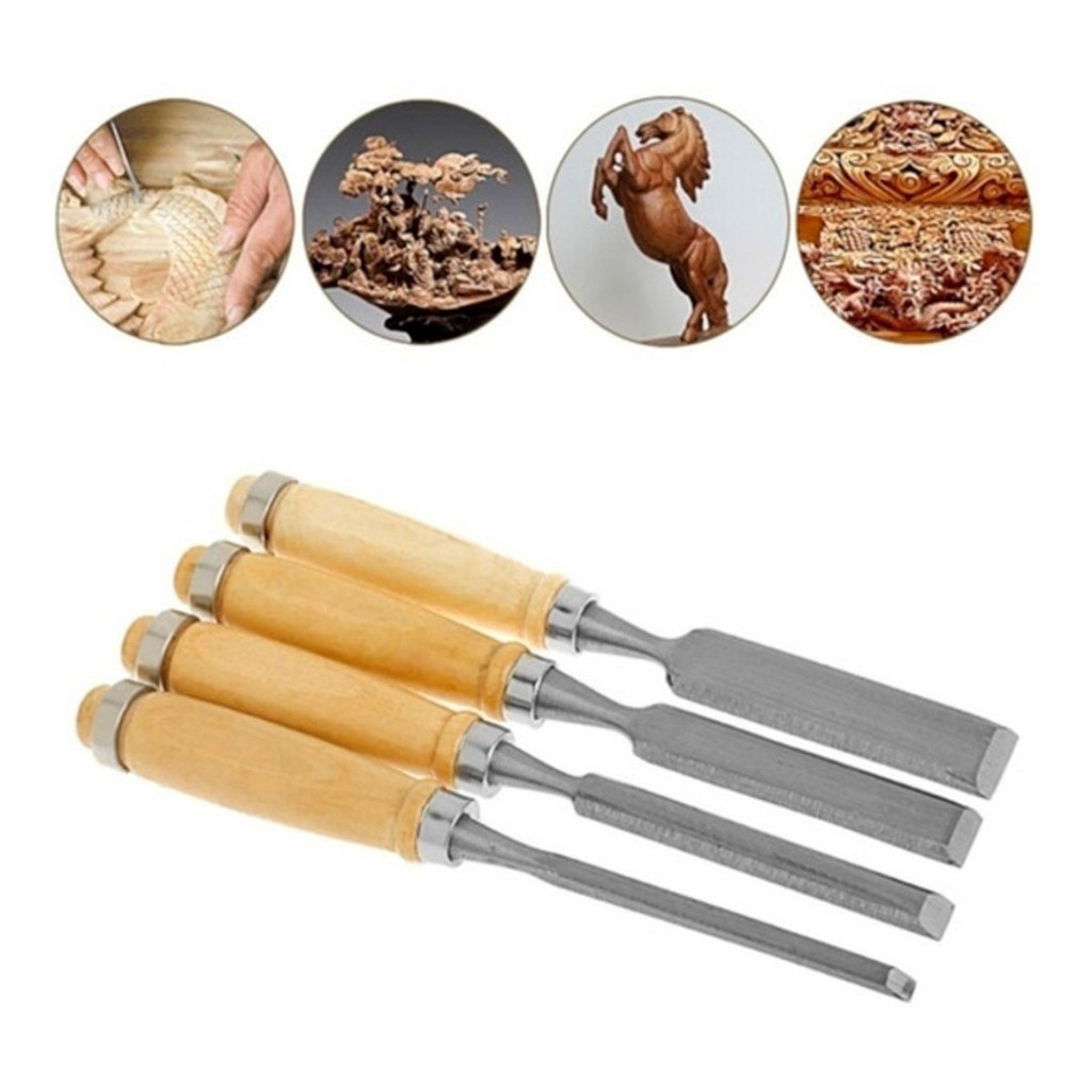 Kit 4 Pçs Formão Entalhar Esculpir Madeira trabalhos manuais