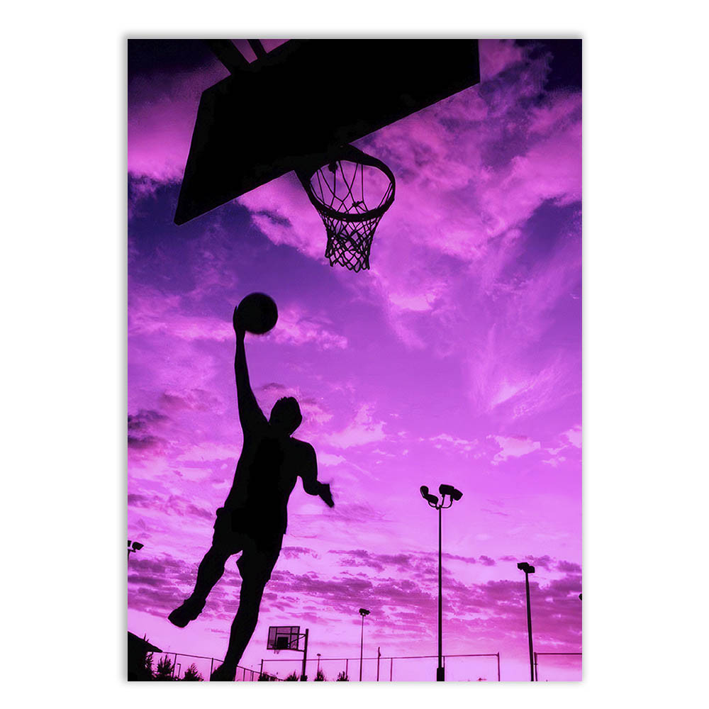 Placa Decorativa Basquete Quadra De Rua Ilustração Rosa Decoração Poster Quarto Sala