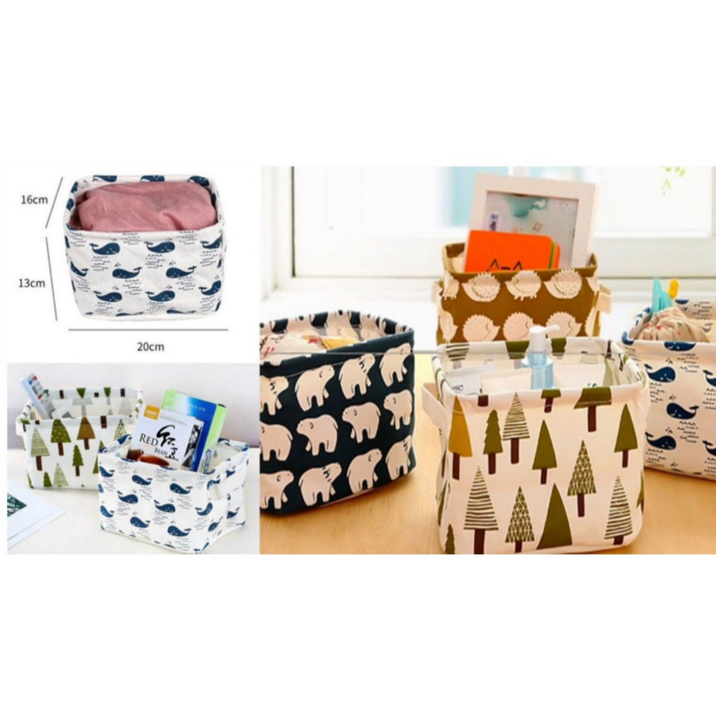 Kit  2 Cesto Dobrável Retangular 16cmx 13cm x 20 cm Pequeno Organizador Multiuso em Tecido Cores Sortidas