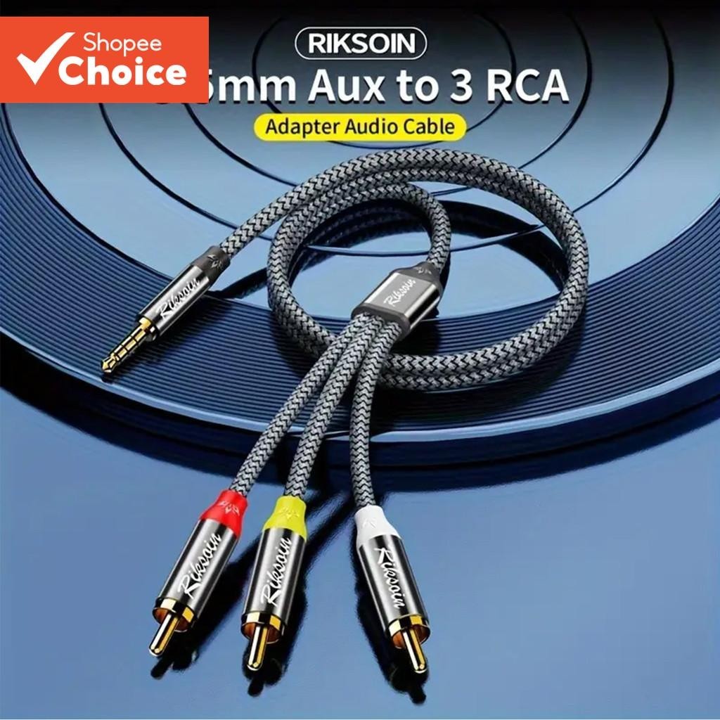 [Shopee Choice] Cabo De Áudio E Vídeo De 3.5 Mm A 3RCA 6.6 Pés/2 M Adaptador RCA Para 3 Macho AUX Estéreo AV Filmadoras