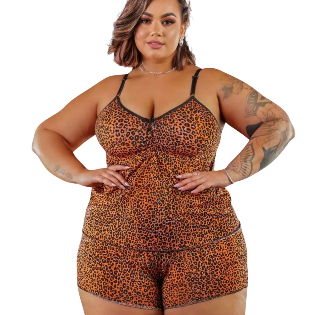 Pijama Feminino Plus Size Baby Doll ESTAMPADO – Super Fresquinho em Oferta na Shopee
