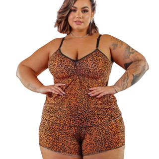 Pijama Feminino Plus Size Baby Doll ESTAMPADO – Super Fresquinho em Oferta na Shopee