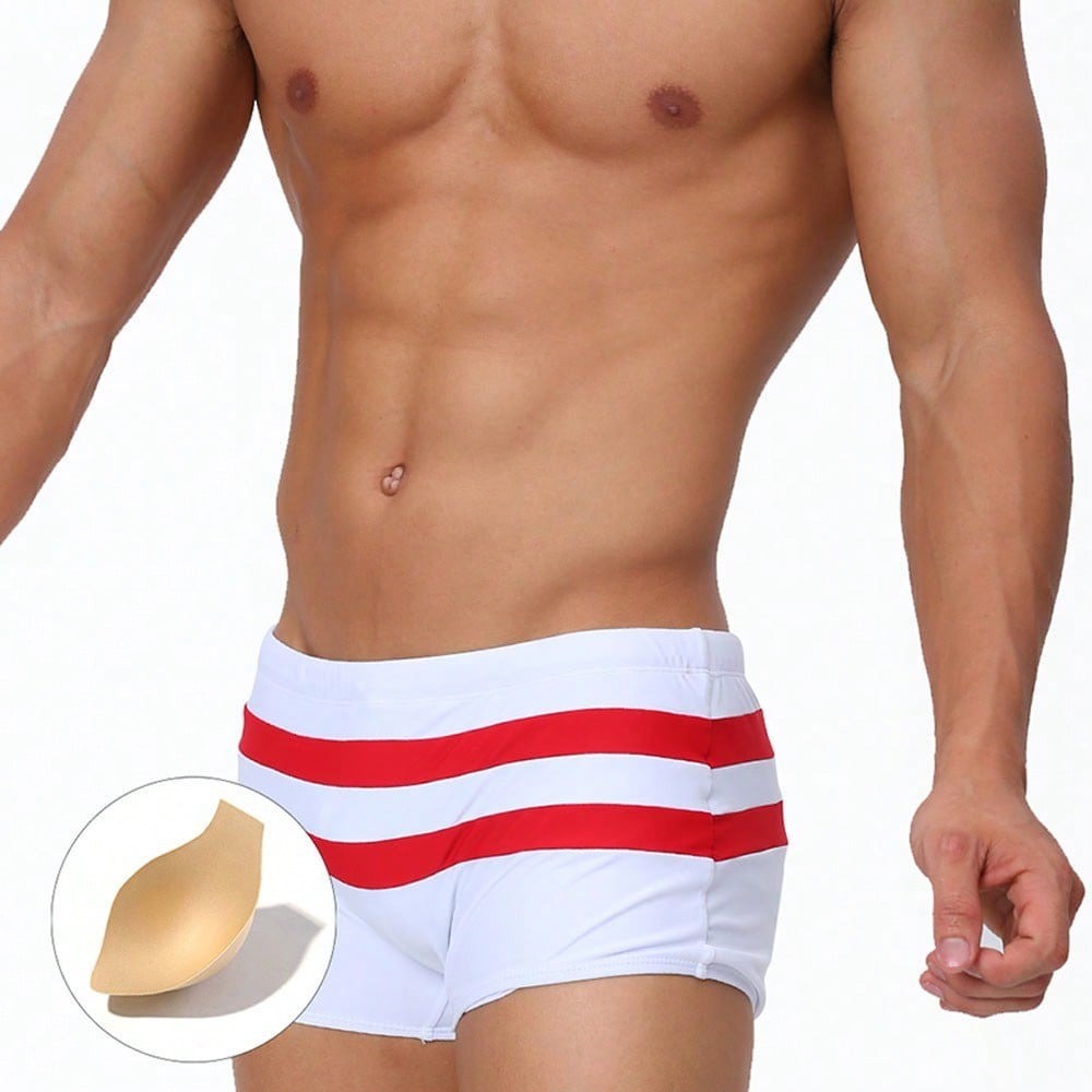 Sunga masculina roupa de banho sexy com zíper aberto nas costas calças esportivas de praia com bojo