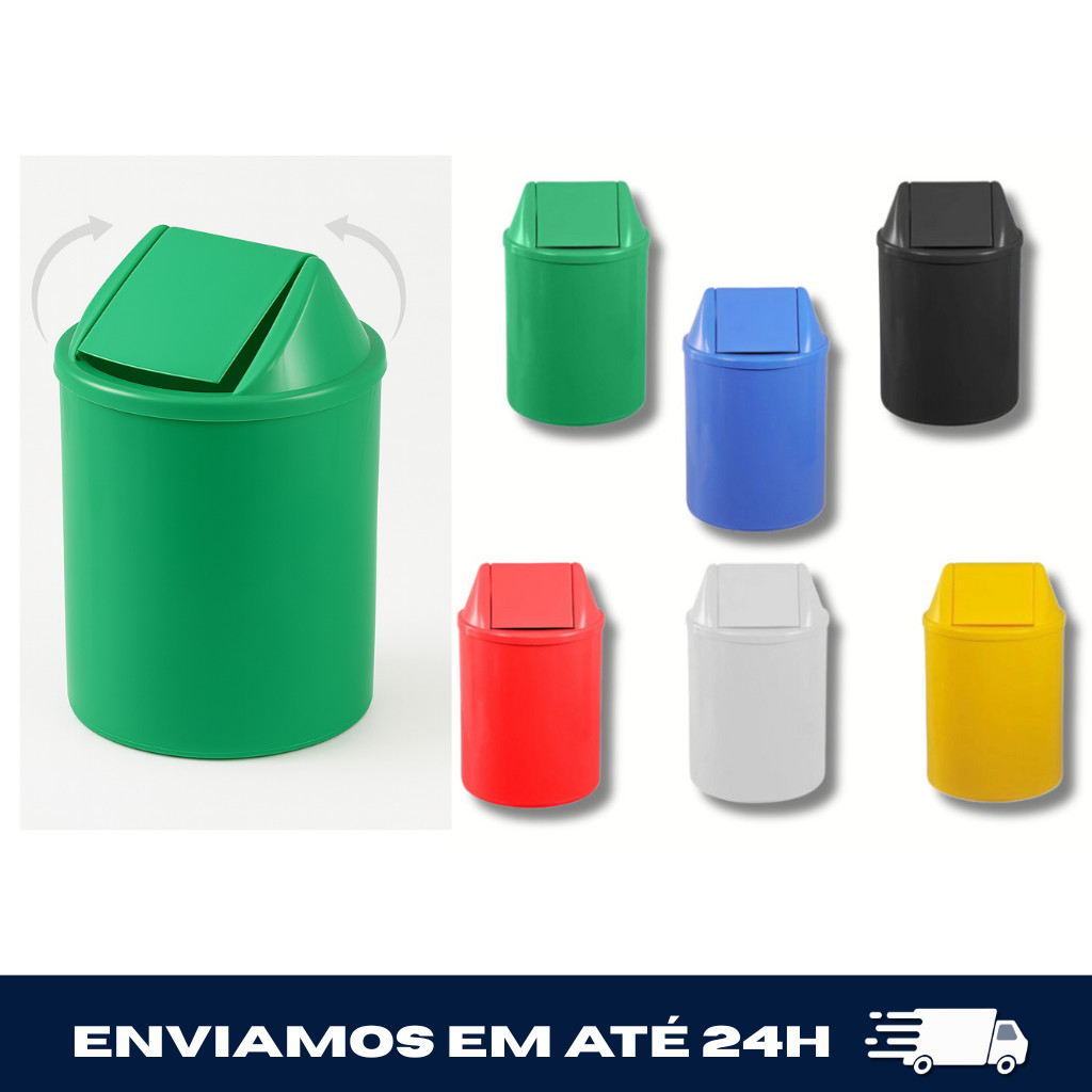 Lixeira Plástica Cesto Tampa Vai - Vem Basculante 12l
