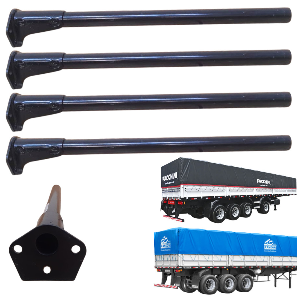 Kit 4 Varão Suporte 3 Furos Para-Lama Caminhão Carreta Bitrem Randon Universal
