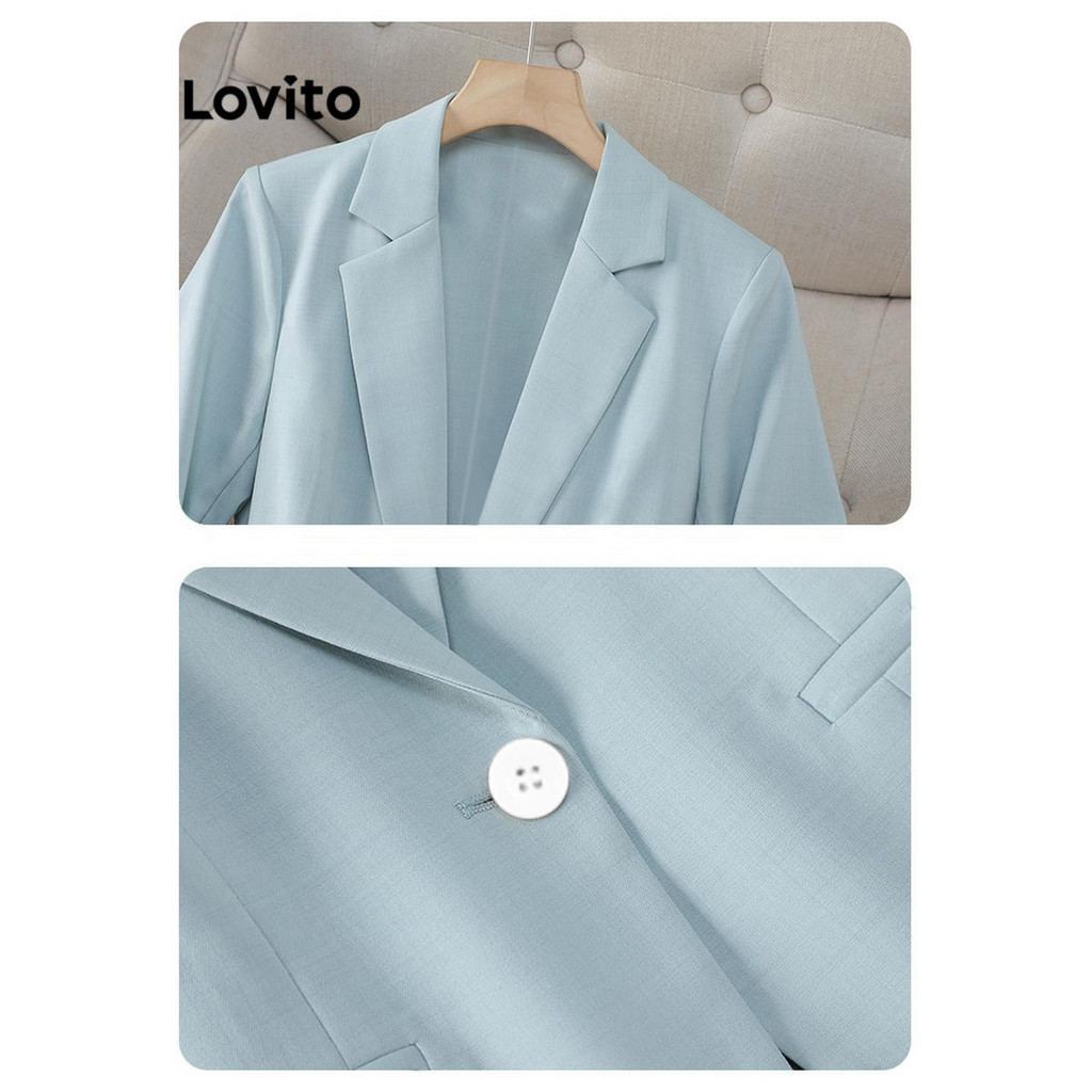 (Trendy) Lovito Blazer casual de botão liso para mulheres LNM70205 - Women Clothes