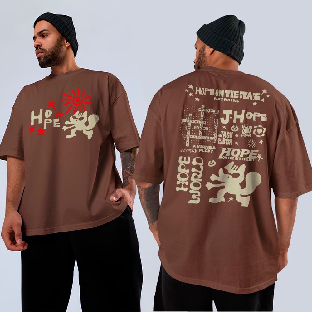 Camiseta Premium em Algodão Puro Camiseta Básica e Oversized J Hope On The Stage World Tour 2025 Arte Kpop
