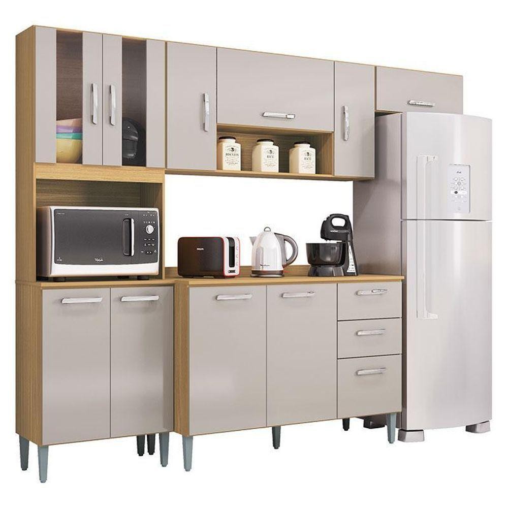 Cozinha Lavínia Balcão Com Tampo Damasco Off White - Poquema - Qualidade Garantida