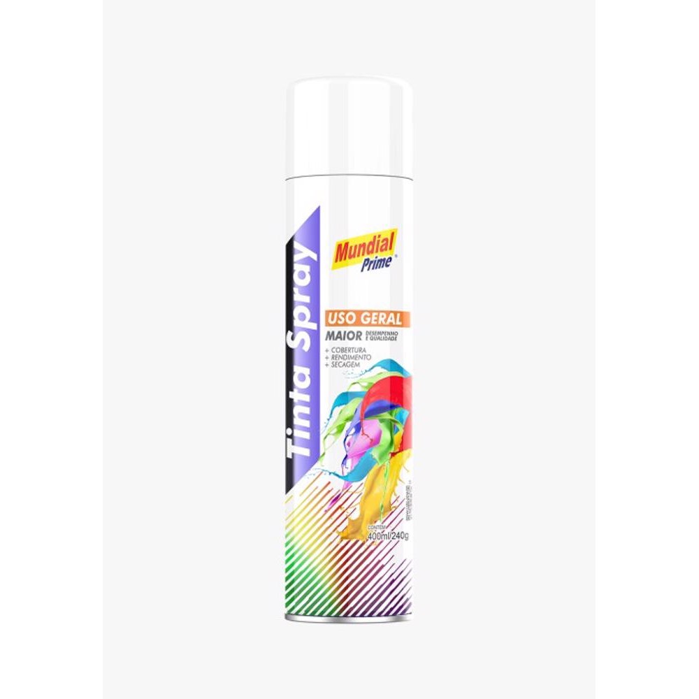 Spray Branco Fosco Uso Geral 400ml Mundial Prime – Versatilidade, Qualidade e Acabamento Impecável!
