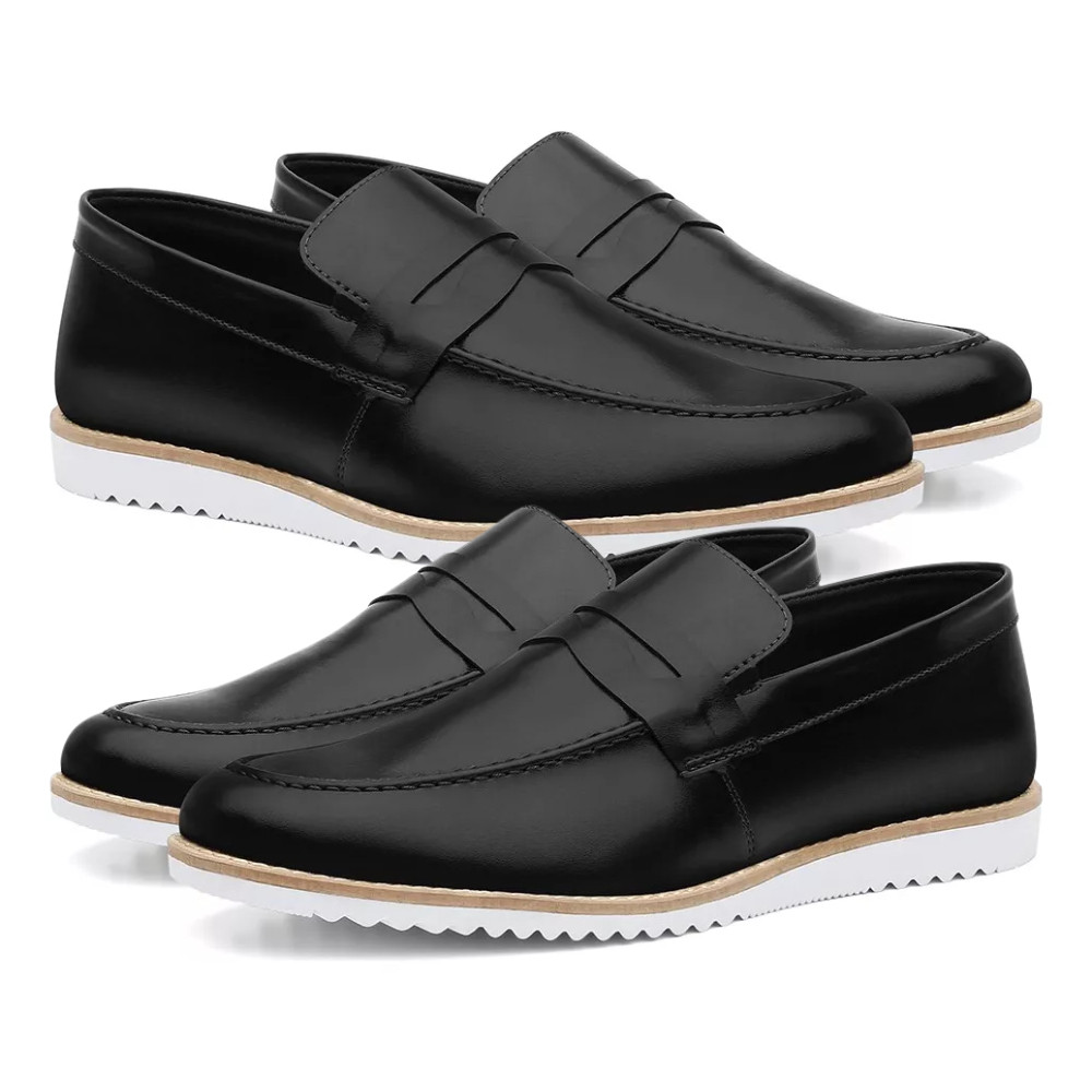 Sapato Mocassim Masculino Loafer Oxford Sem Cadarço Slip On Kit Dois Pares