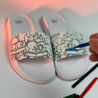 Chinelo Slide para Colorir com Canetinhas Infantil Juvenil Diversas Cores Estampa Fofa Ursinhos BG Criativo Divertido em Oferta na Shopee