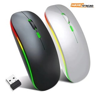 Mouse ergonômico silencioso RGB de carregamento sem fio de 2.4 GHz, adequado para jogos e trabalho em Oferta na Shopee