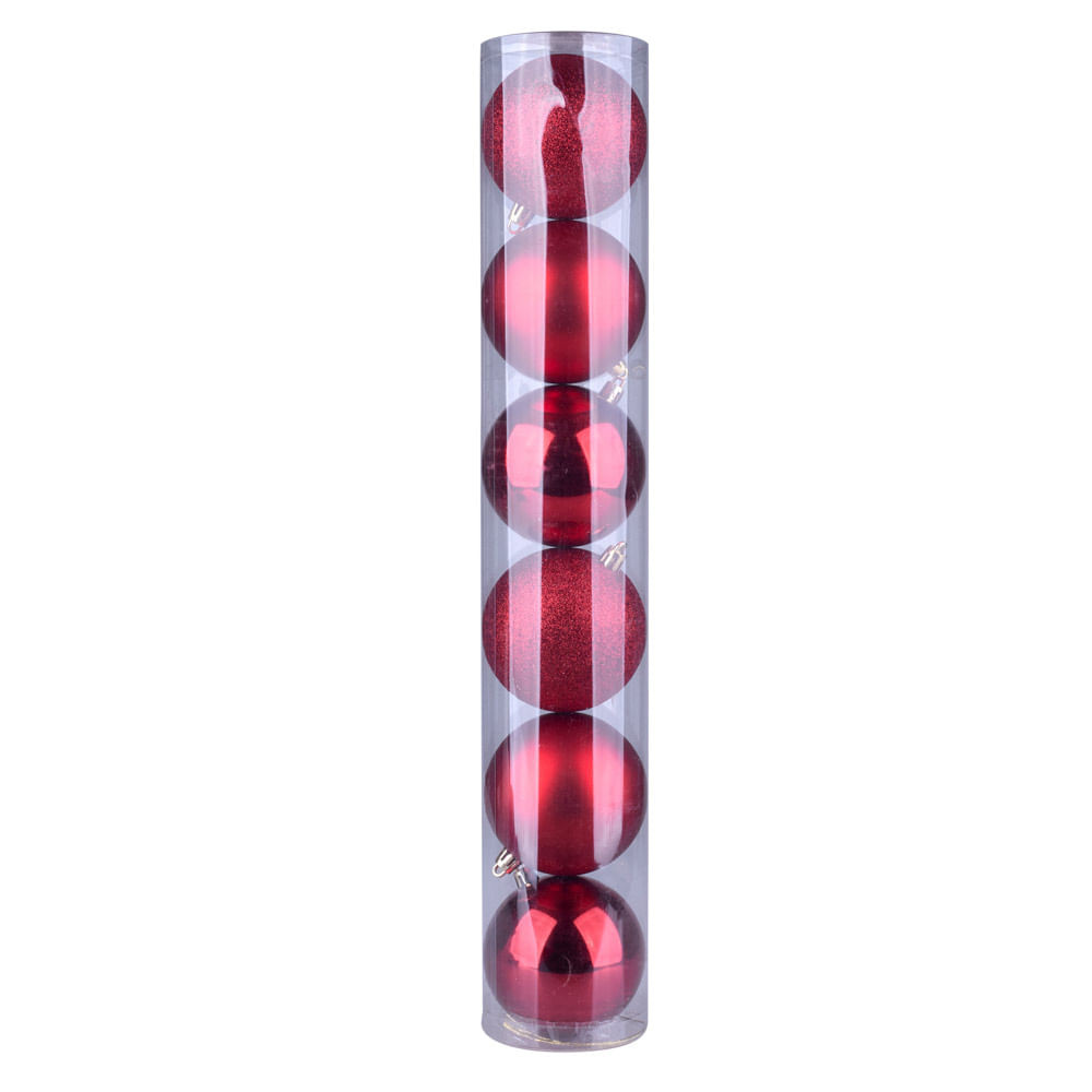 Bola de Natal Cazza Vermelha 6 Unidades 8cm - Home & Living