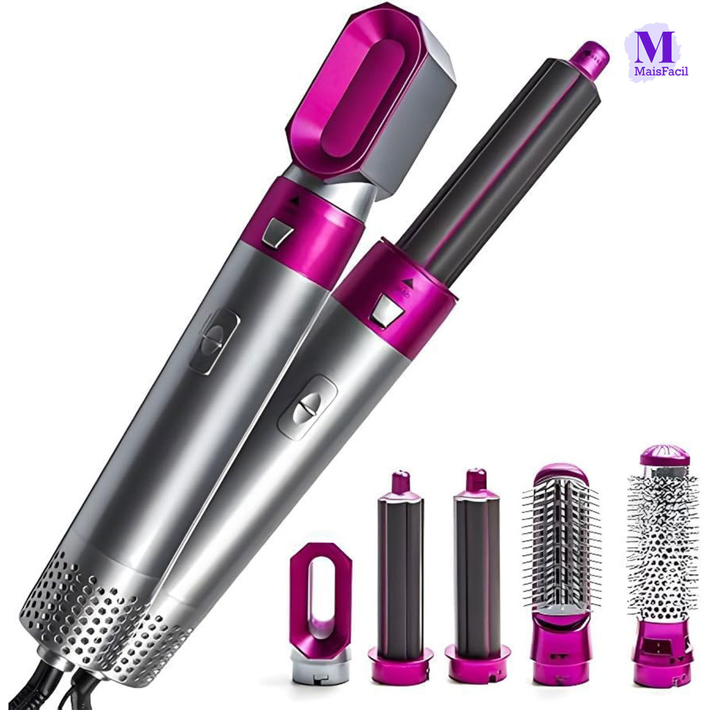 Secador + Escova 5 em 1 Alisadora Modeladora Profissional 110V Cabelo