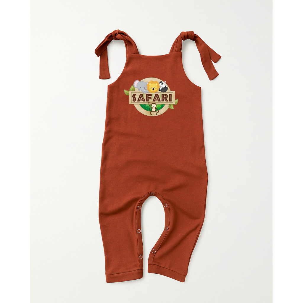 Jardineira Longa Estampada Algodão Bebê Minimalista Boho Safari Personalizada Mesversário 1 Ano