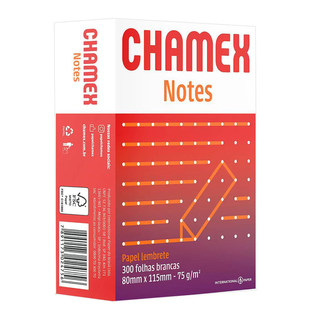 Papel Chamex Notes 80mm X 115mm com 300 Folhas - Stationery