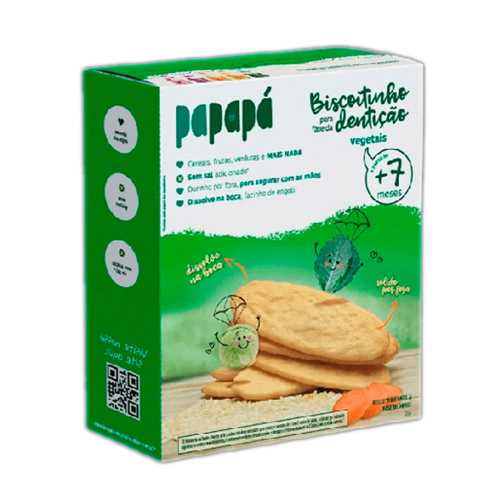 Biscoitinho para Fase da Dentição Papapá Vegetais 7+ Meses 36g - Mom & Baby