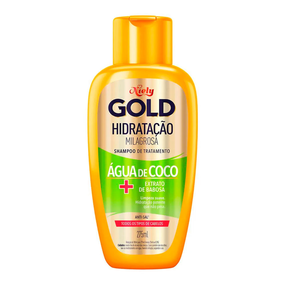 Shampoo Niely Gold Hidratação Milagrosa Óleo de Coco 275ml - Beauty