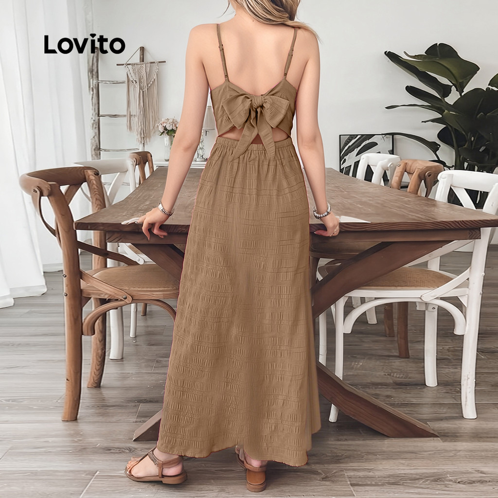 Detalhes do (New) Lovito Vestido Boho Dobrado de Primavera/verão para mulheres L143EDD037