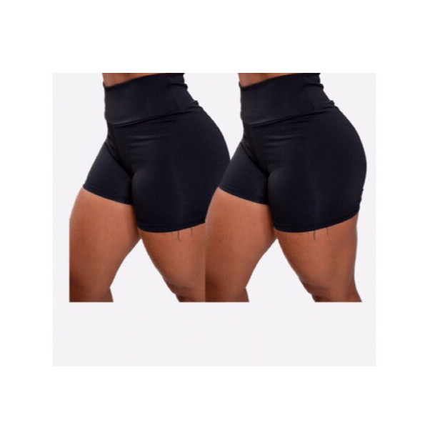 KIT 2 Short Suplex Meia Coxa Feminina Cintura Alta Fitness  Compressão sem Transparente