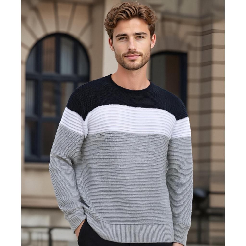 Sueter Masculino Blusa De Frio Cardigan Lã Trico Gola Redonda Alta Qualidade