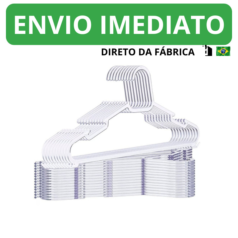 Cabide Adulto Acrílico Transparente Kit Cabides Reforçado Organizar Roupas