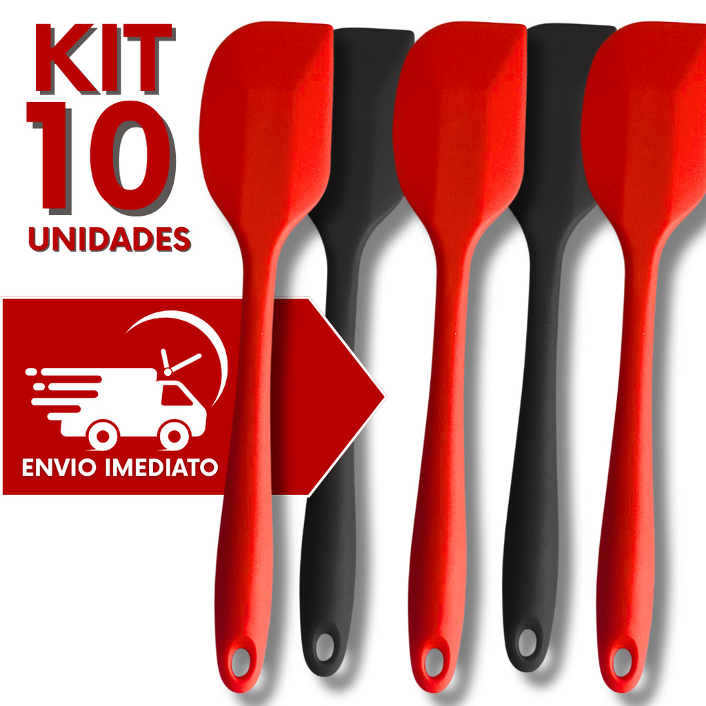 Combo 10 Espatula Pao Duro de Silicone Para Casa Confeitaria Restaurante Cozinha Buffet Preto Duravel