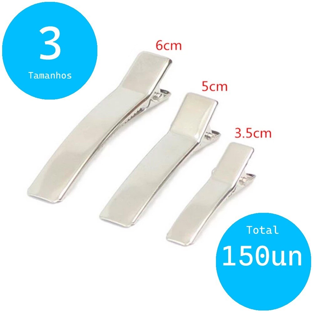 Kit Com 150 Bico Pato Presilha Jacaré Tamanhos Variado Prata em Oferta na Shopee