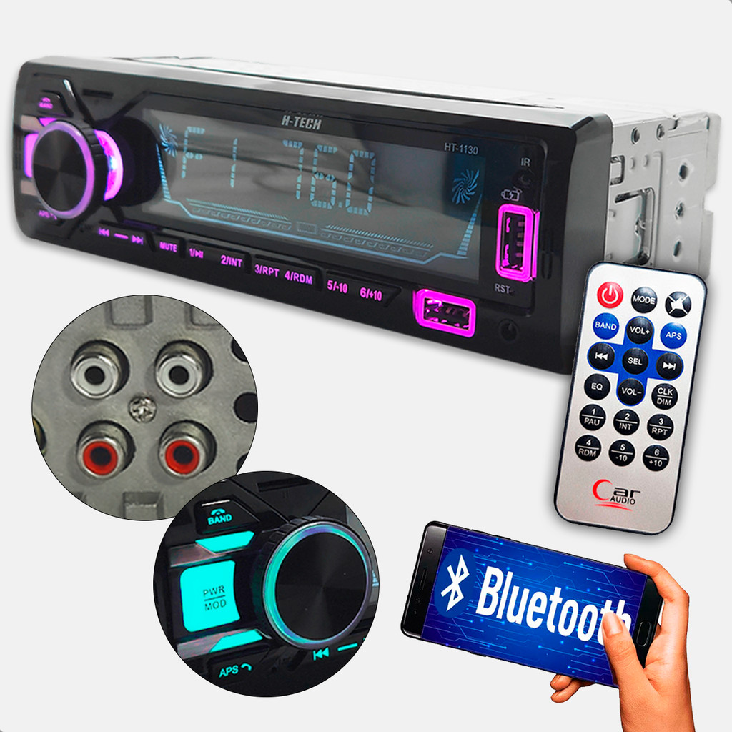 Rádio Bluetooth Player MP3 Tipo Pioneer Som Automotivo Carro Bluetooth USB SD CARD Com Controle Remoto em Oferta na Shopee