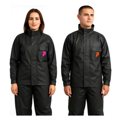 Conjunto Capa De Chuva Motoqueiros Exclusivo Gola Alto Feminino Impermeável Diversos Tamanhos -Preto