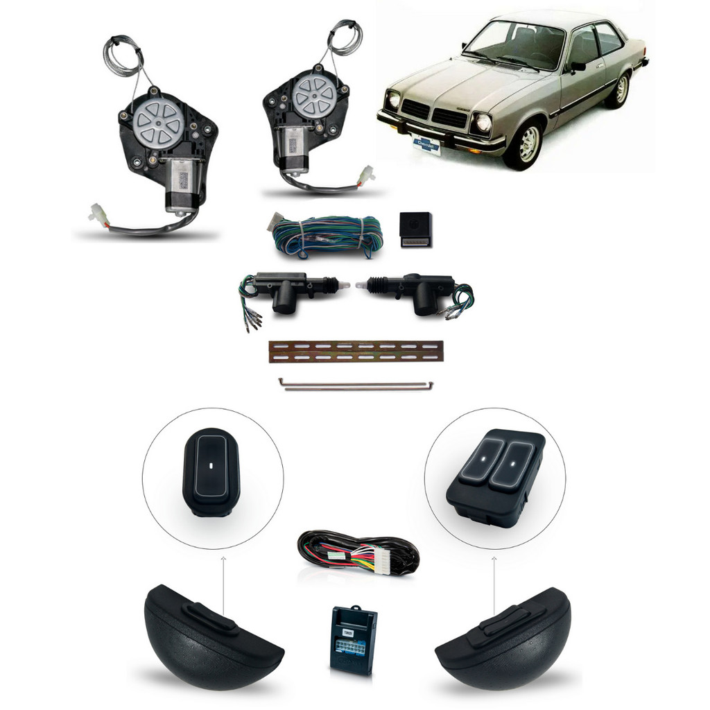 Kit Vidro Eletrico+Trava Chevette Chevy Marajo (1974-1982) Inteligente Ultraled Branco