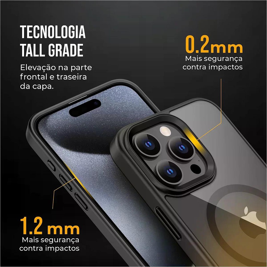 Detalhes do Capa case capinha MagSafe para iPhone 17 - Preta - Gshield