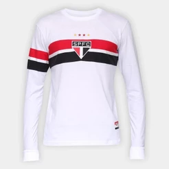 Camisa Manga Longa São Paulo I 2005 Retrô Mania Masculina - Branco