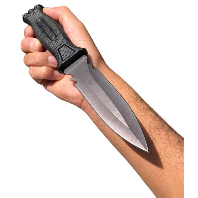 Faca 2 Gumes de Aço Inox  23 Centimetros e Capa Protetora