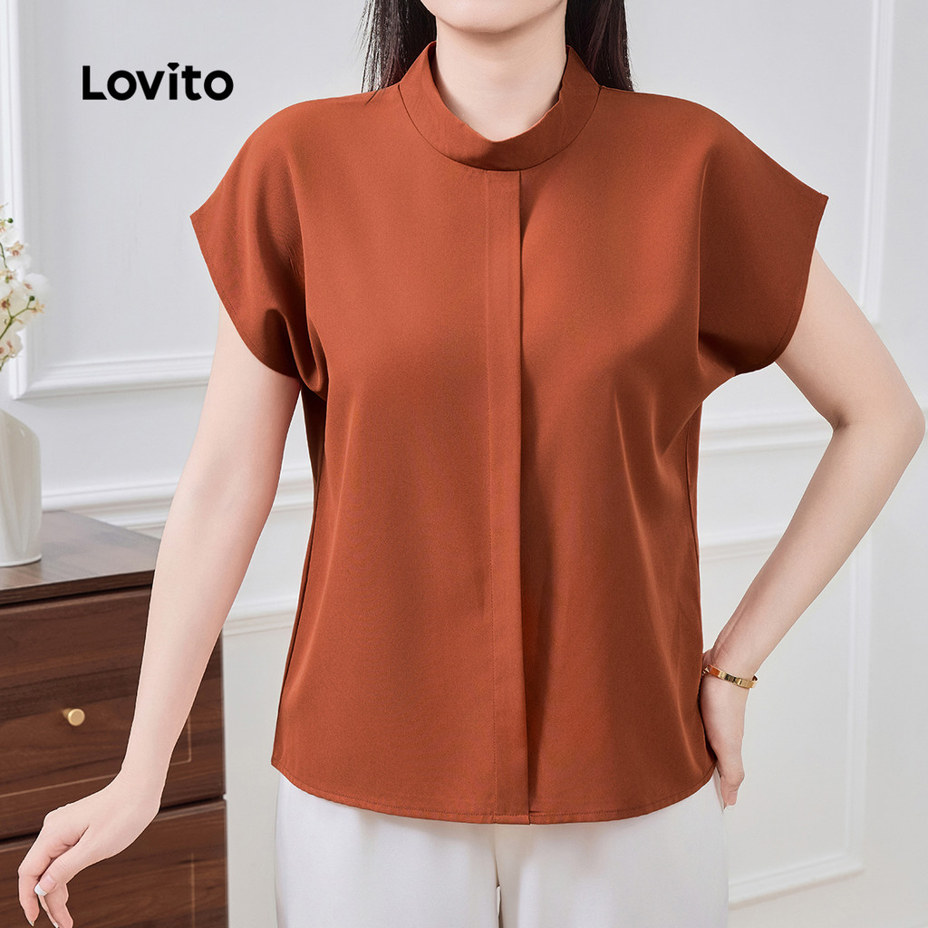 Detalhes do Lovito Blusa Elegante de Pregas Outono/inverno para Mulheres L142LD316