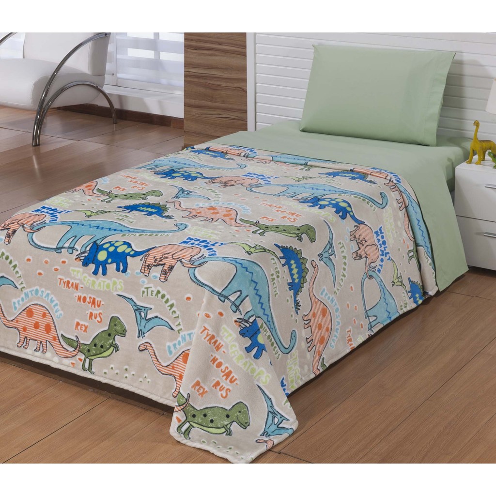 Manta Cobertor Flannel Kids Solteiro 1,50m x 2,20m Estampas encantadoras Toque Aveludado