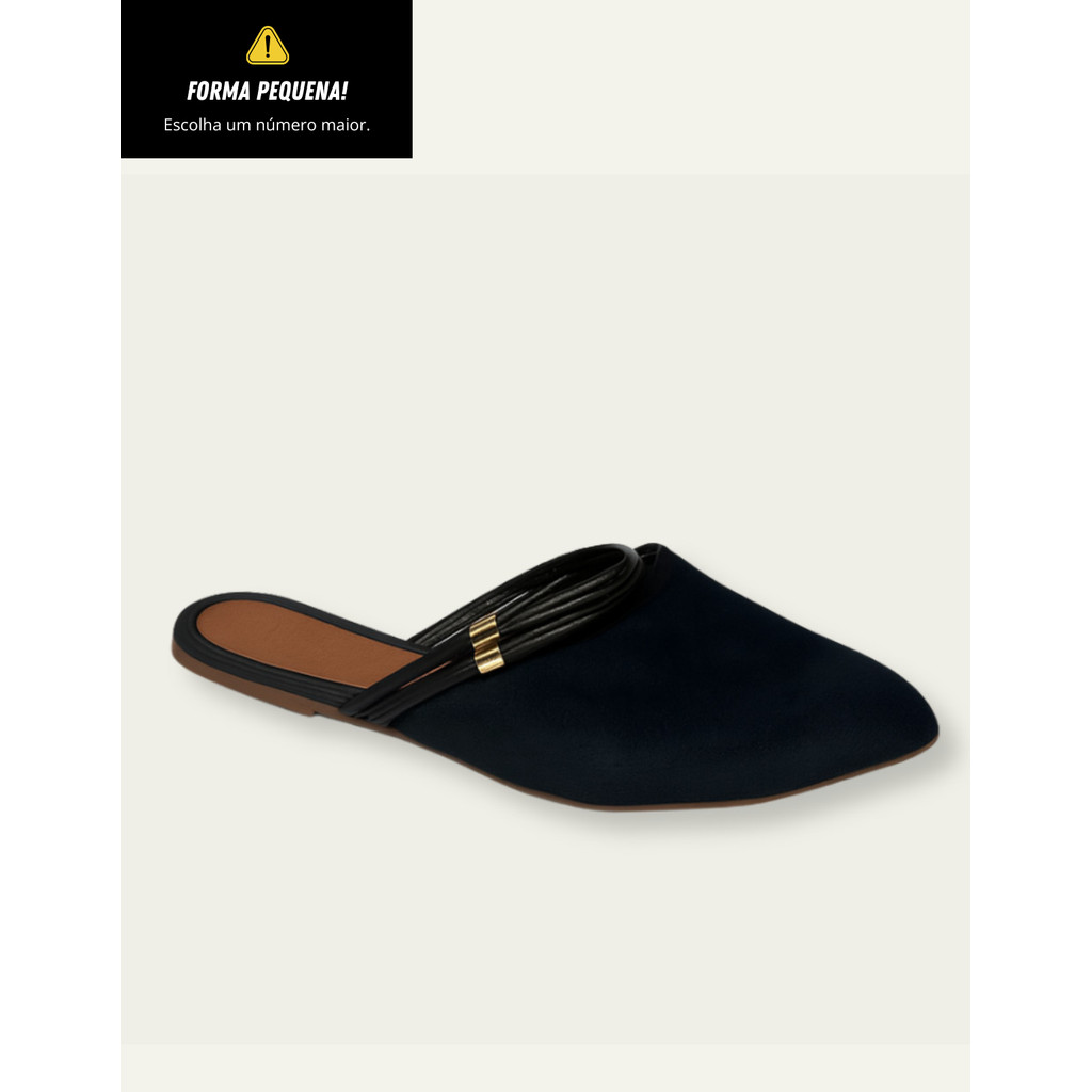 Sandália Feminina Mule Feminino Sapatilha Bico Redondo Rasteira Confortável Lorena