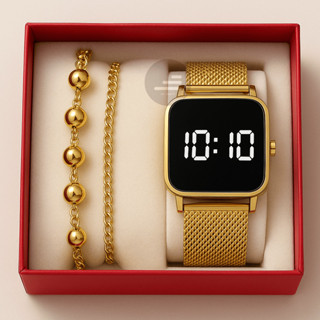 Relógio Feminino Kit Led Digital Quadrado Com Pulseira Luxo em Oferta na Shopee