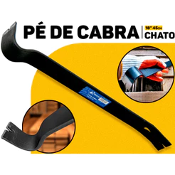Pé De Cabra 45cm 18 Pol Ponta Chata E Curvada Aço Profissional Remove Pregos Abre Objetos Bramix