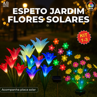 Espeto Jardim Flores Solares com Placa Solar RGB Led Prova d'água Ambiente Externo Diversos modelos em Oferta na Shopee