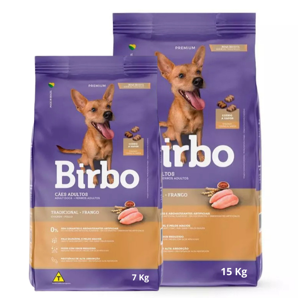 Ração Birbo Adultos Tradicional Frango Para Cães Alimento Completo Nutrição Balanceada