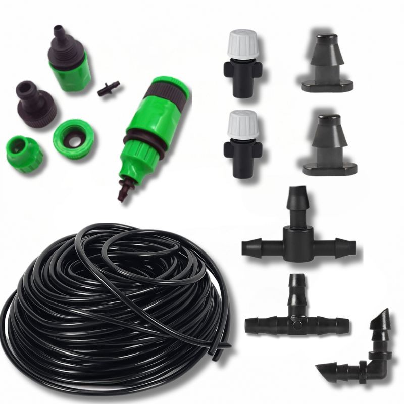 Kit Estufa/Horta Nebulizador Mangueira PVC, T, L Tampões 4mm