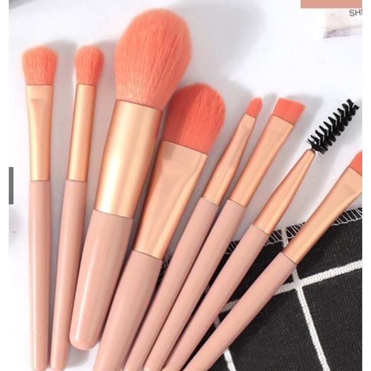 Kit 8 Pincéis Com Estojolindo Maquiagem Para Base Blush E sombra-GUI ANA