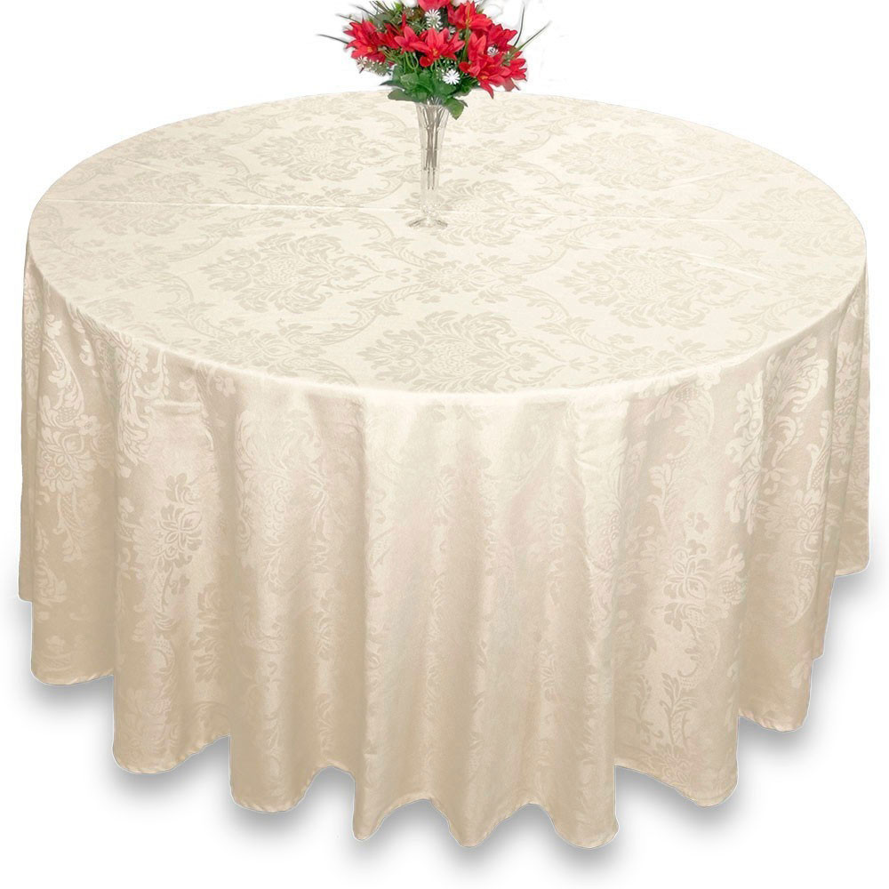 Toalha Mesa Redonda Jacquard Pérola 6 Lugares Buffet Festa