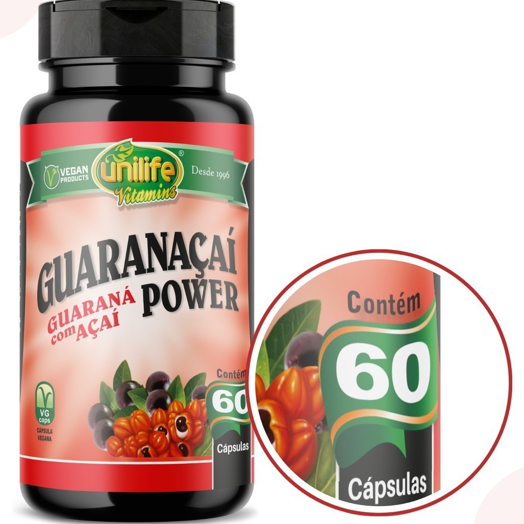 Guaraná Com Açaí Power Energia Natural 60 Capsulas - Unilife