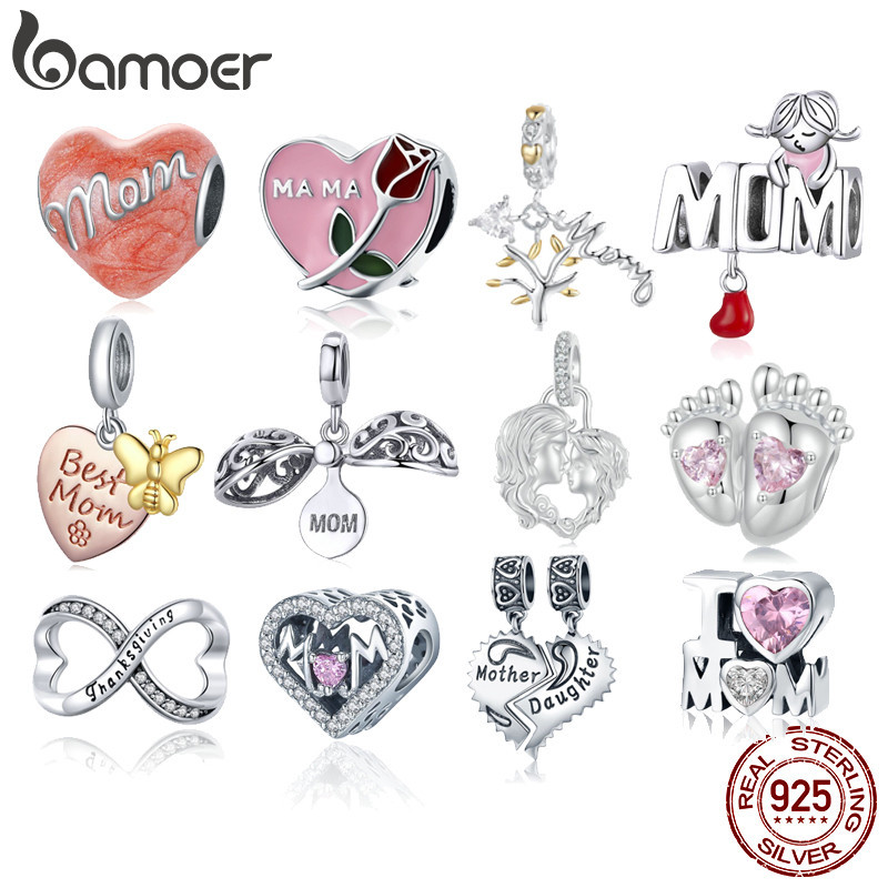 Bamoer 925 Sterling Silver Charms Série Amor Da Mãe Pingente Acessórios Família Gift SCC579 em Oferta na Shopee