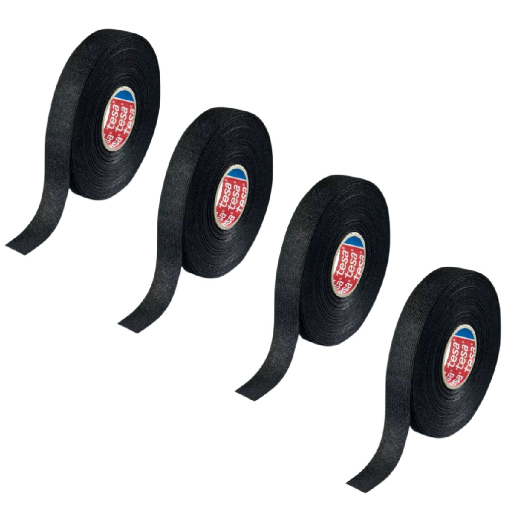 Kit 04 Fita Isolante De Tecido Para Chicote Preto 25mx19mm Tesa em Oferta na Shopee